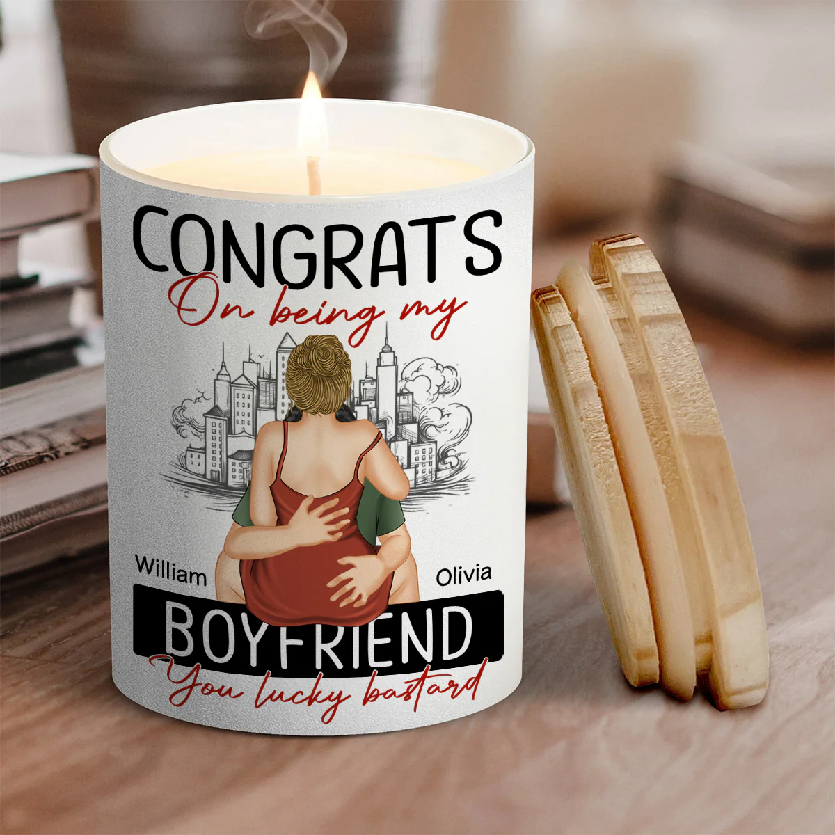 Congrats On Being My Boyfriend - Personalized Custom Candle - Image 2