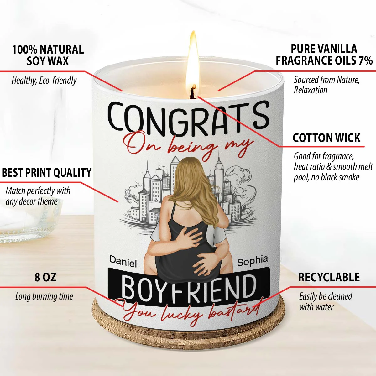 Congrats On Being My Boyfriend - Personalized Custom Candle - Image 4