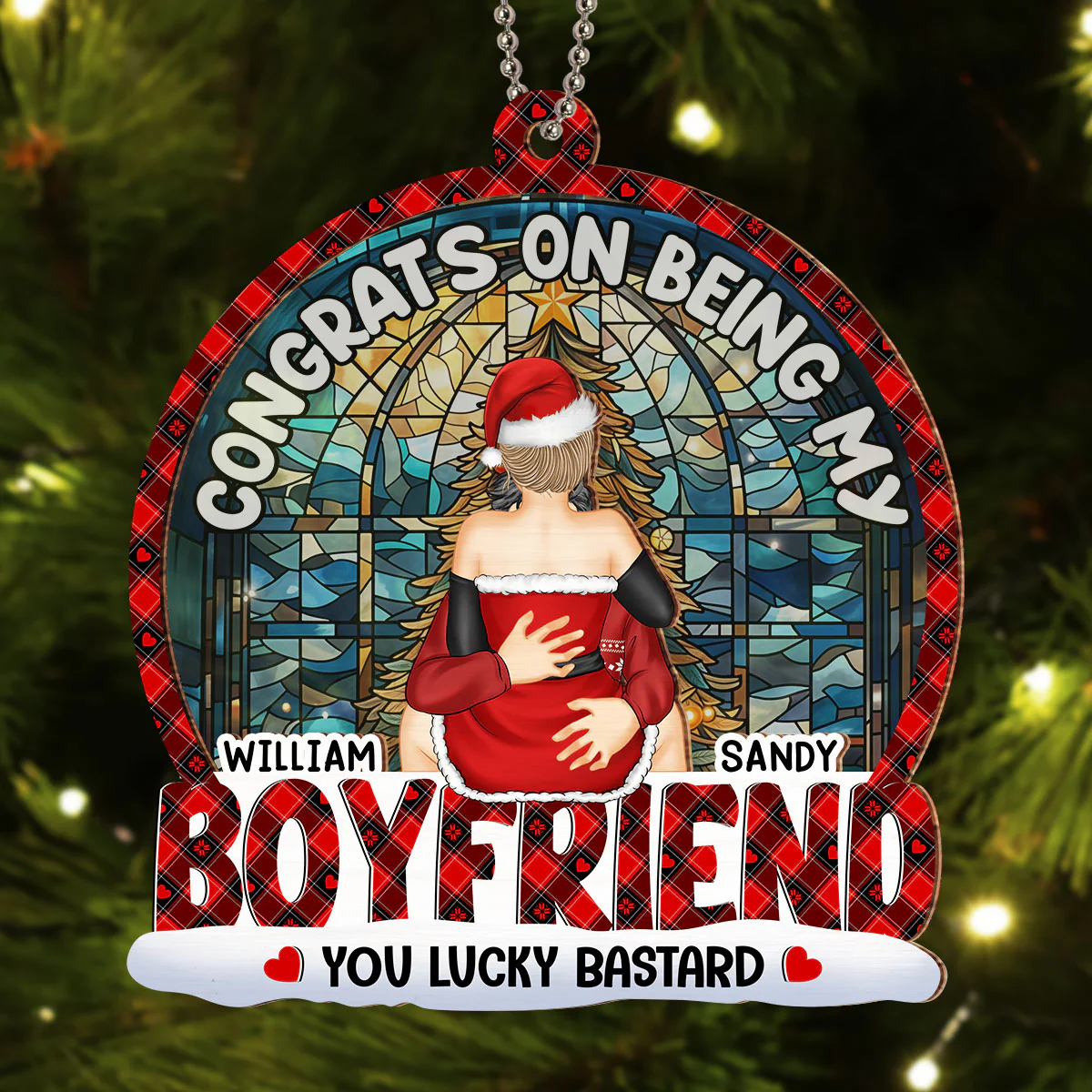 Congrats On Being My Boyfriend - Personalized Custom Suncatcher Ornament - Image 2