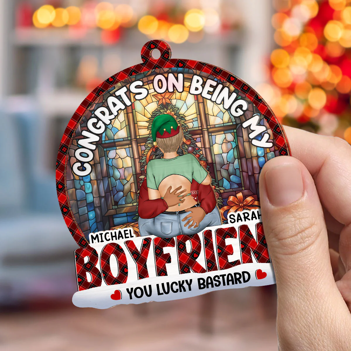 Congrats On Being My Boyfriend - Personalized Custom Suncatcher Ornament - Image 5