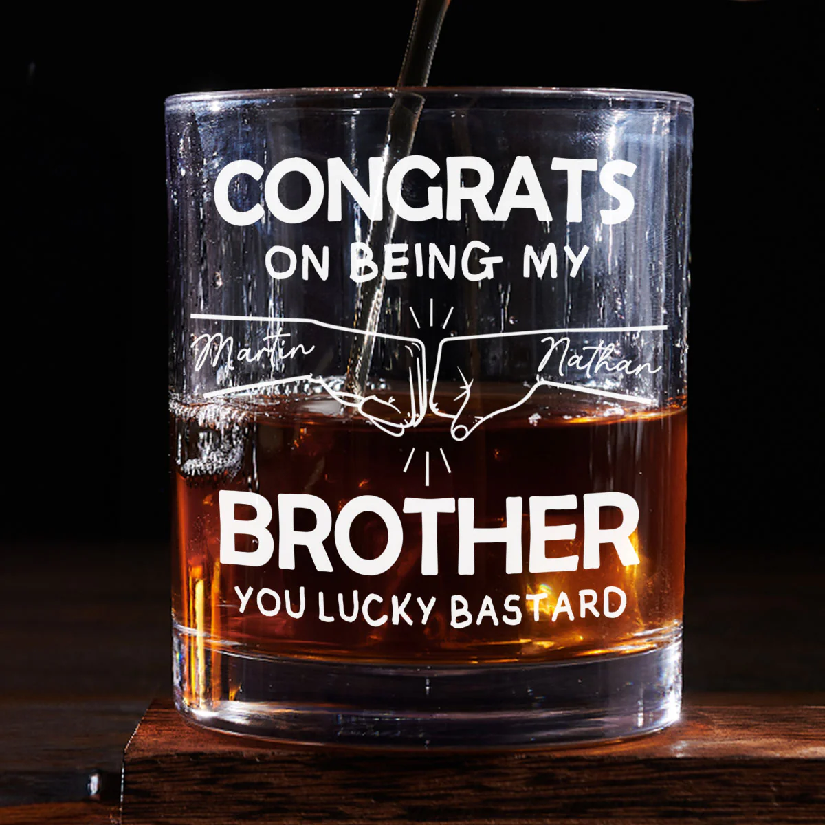 Congrats On Being My Brother - Personalized Custom Whiskey Glass - Image 2