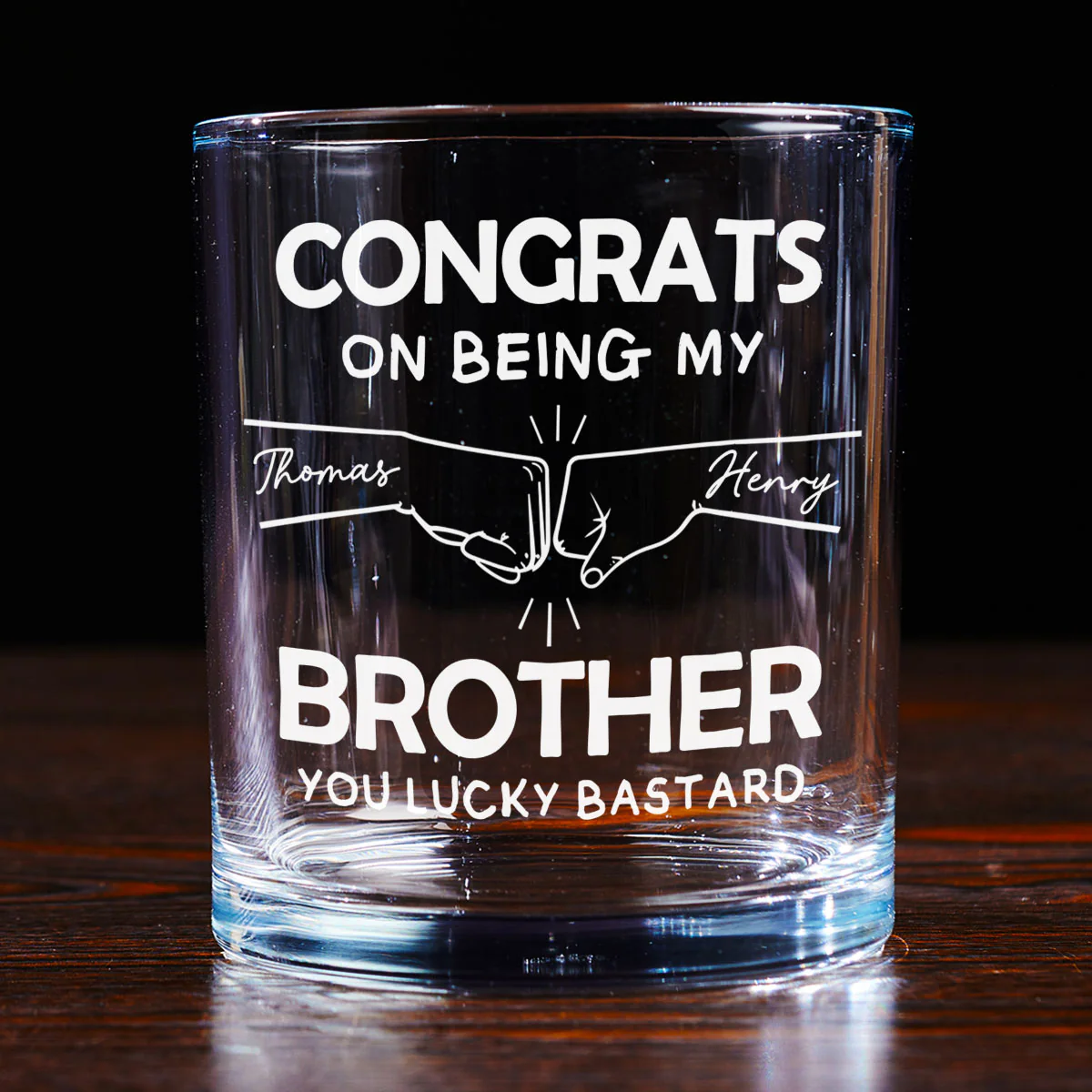 Congrats On Being My Brother - Personalized Custom Whiskey Glass - Image 4