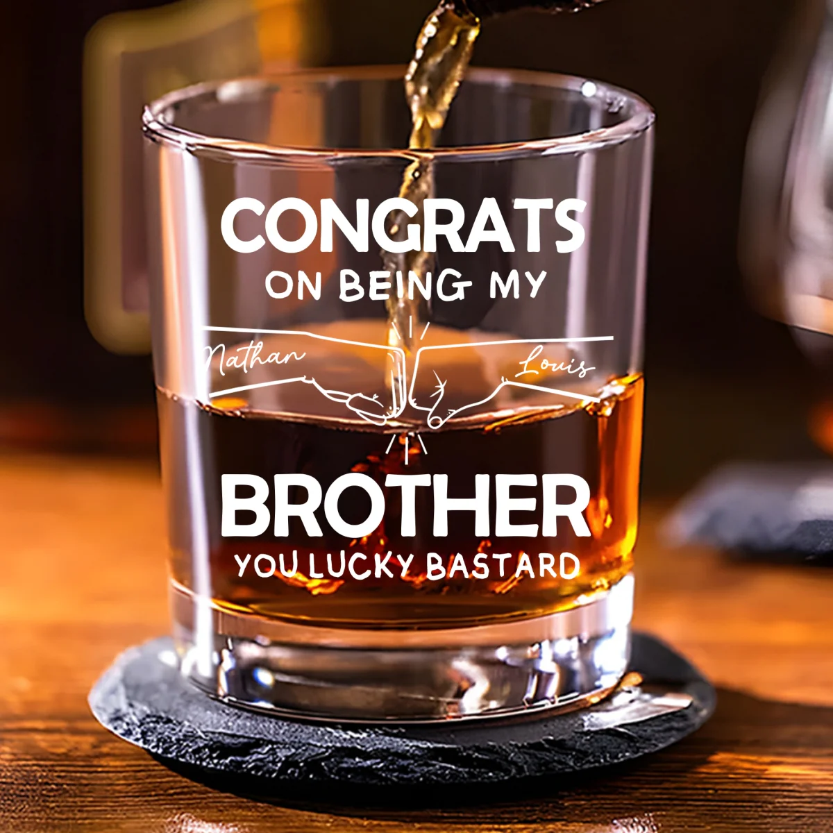 Congrats On Being My Brother - Personalized Custom Whiskey Glass - Image 6