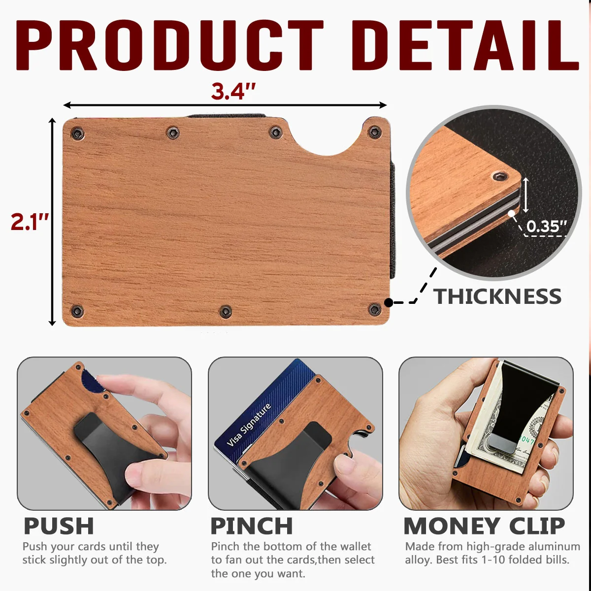 Congrats On Being My Dad - Personalized Custom Engraved Wooden Card Holder - Image 6