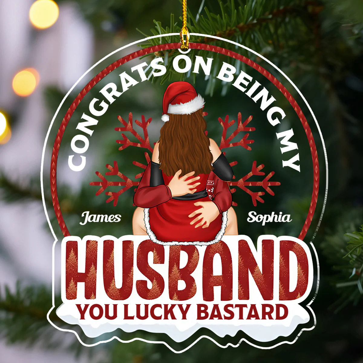 Congrats On Being My Husband - Personalized Custom Acrylic Ornament - Image 4