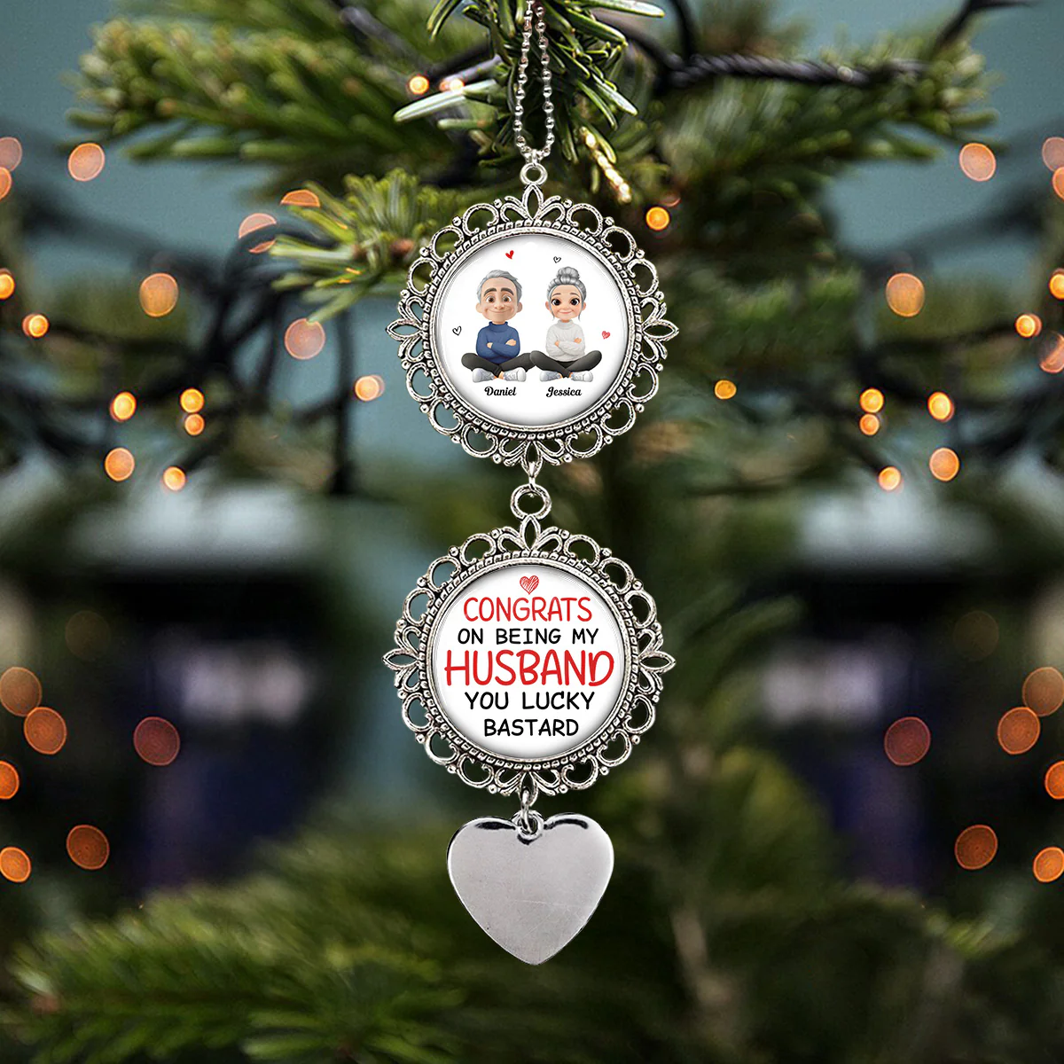 Congrats On Being My Husband - Personalized Custom Charming Ornament - Image 3