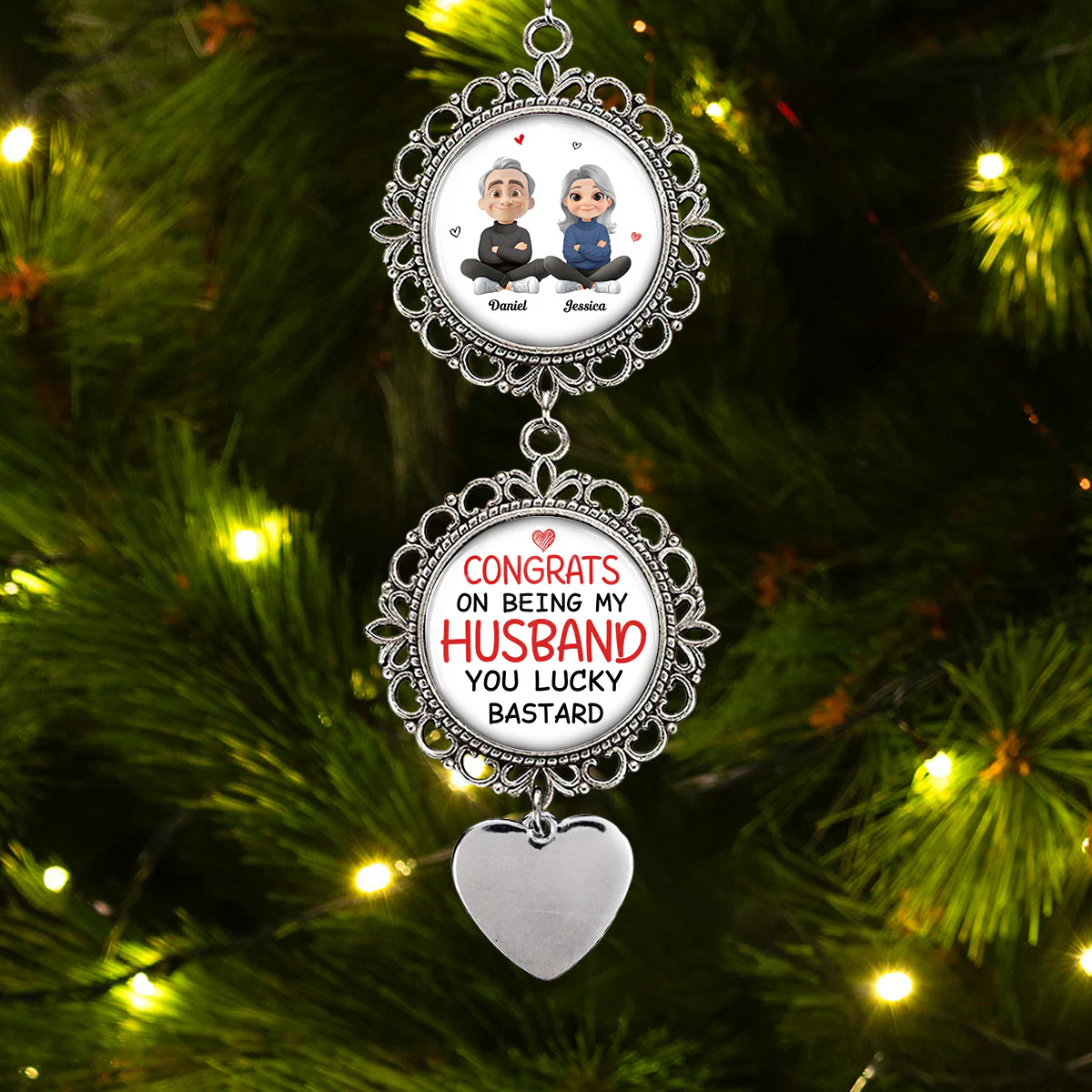Congrats On Being My Husband - Personalized Custom Charming Ornament - Image 4