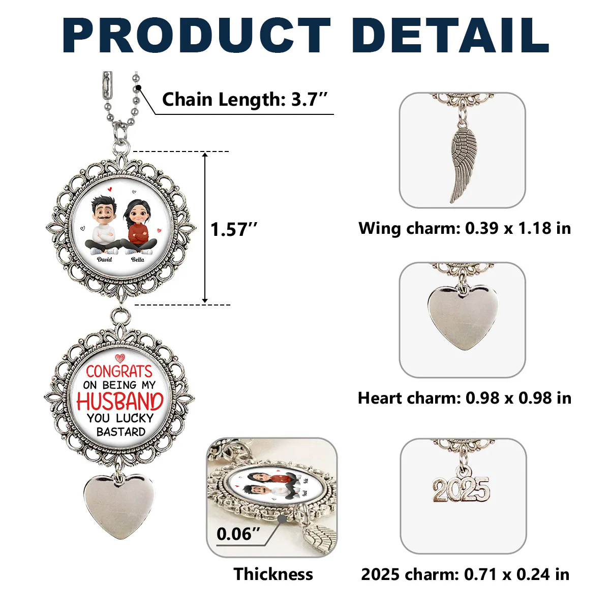Congrats On Being My Husband - Personalized Custom Charming Ornament - Image 5