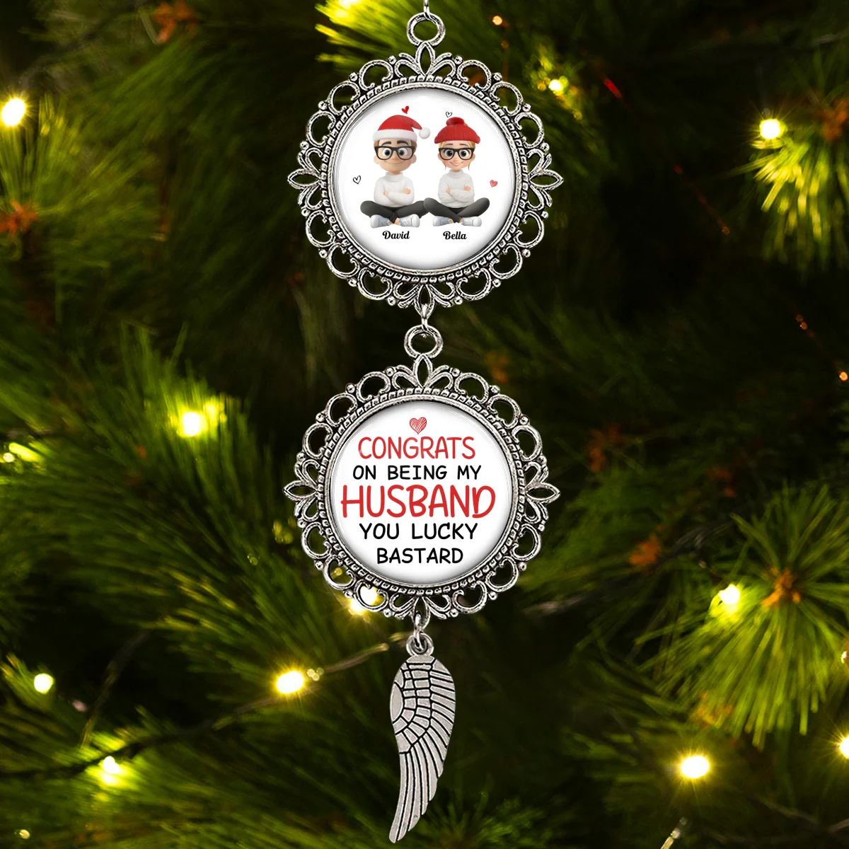 Congrats On Being My Husband - Personalized Custom Charming Ornament - Image 6