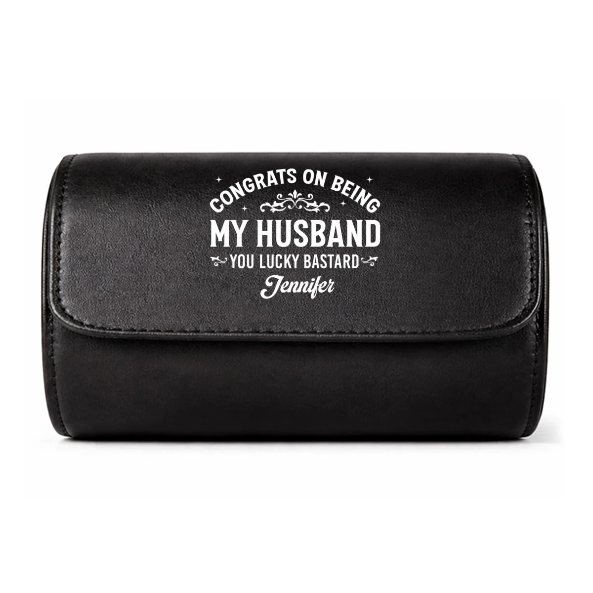 Congrats On Being My Husband - Personalized Custom Leather Watch Case - Image 10