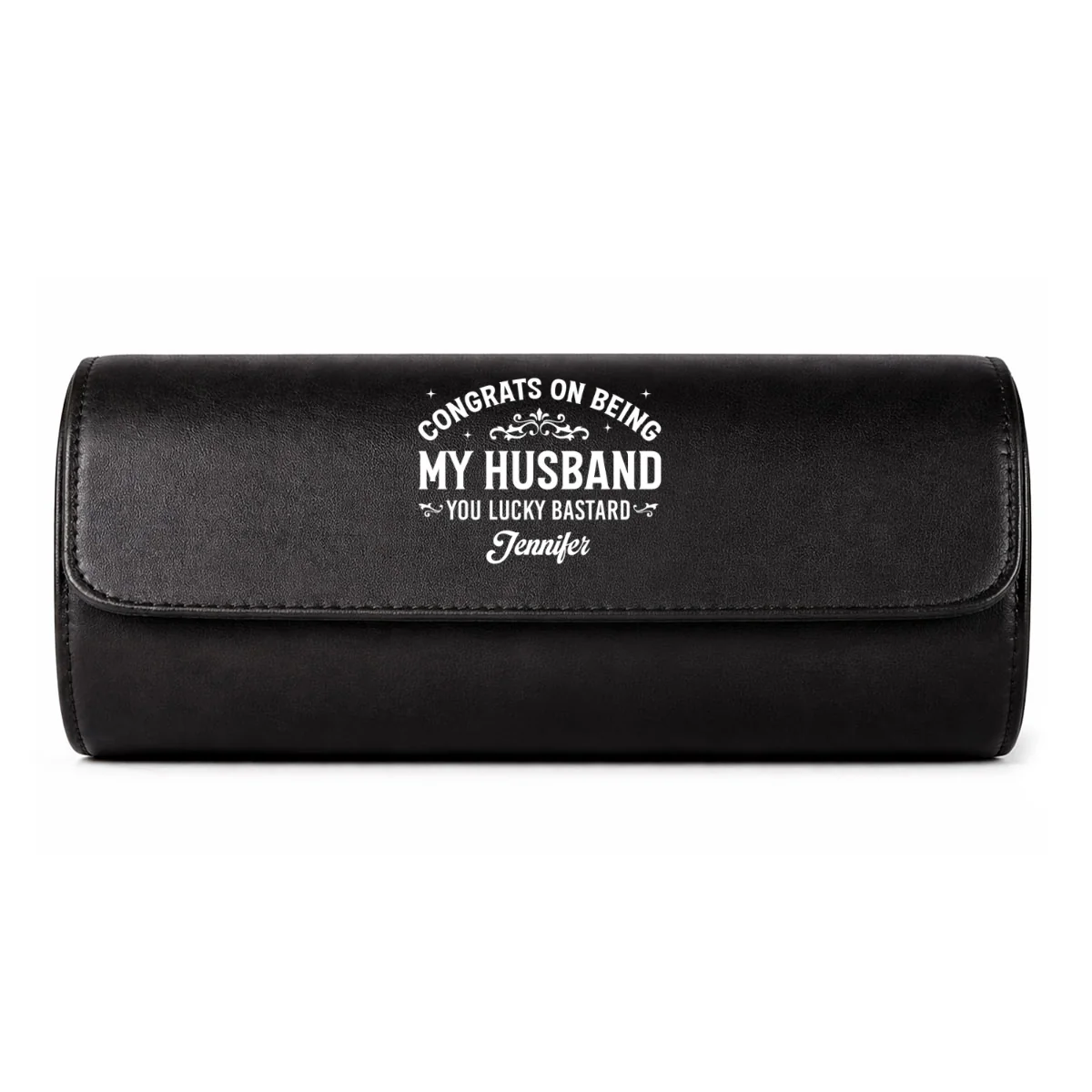 Congrats On Being My Husband - Personalized Custom Leather Watch Case - Image 12