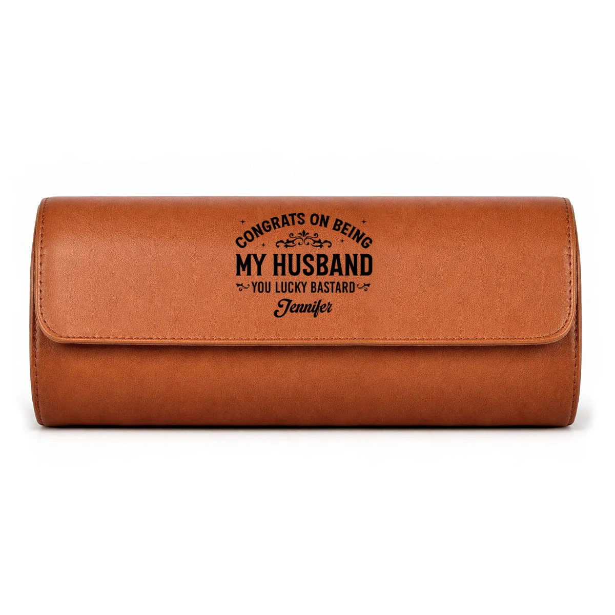 Congrats On Being My Husband - Personalized Custom Leather Watch Case - Image 13
