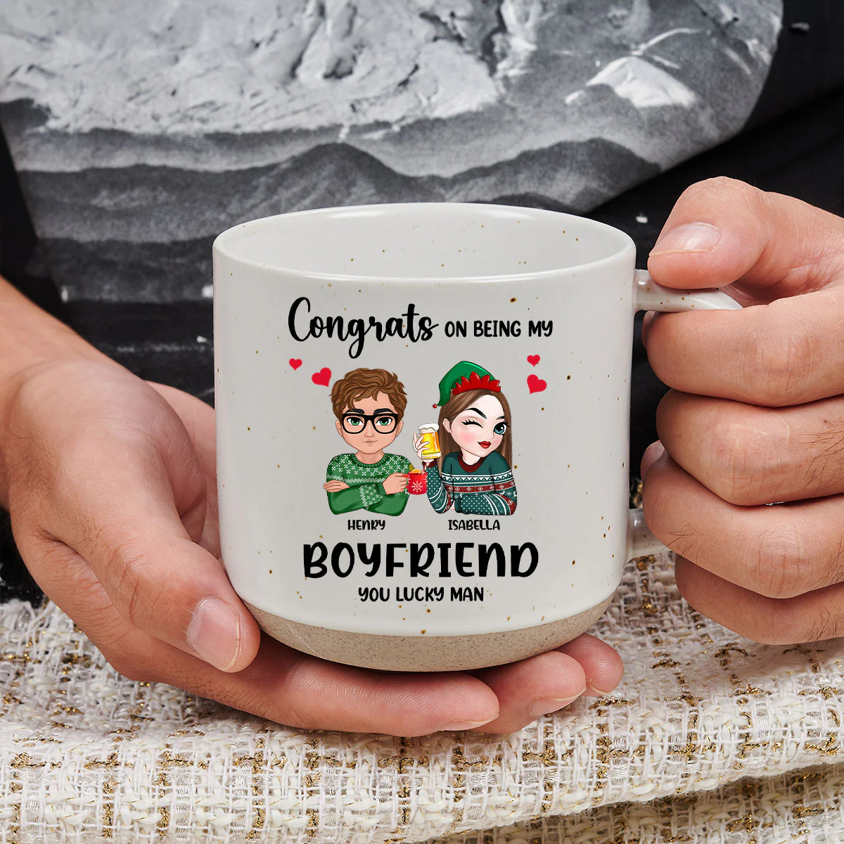 Congrats On Being My Husband - Personalized Custom Pottery Mug - Image 3
