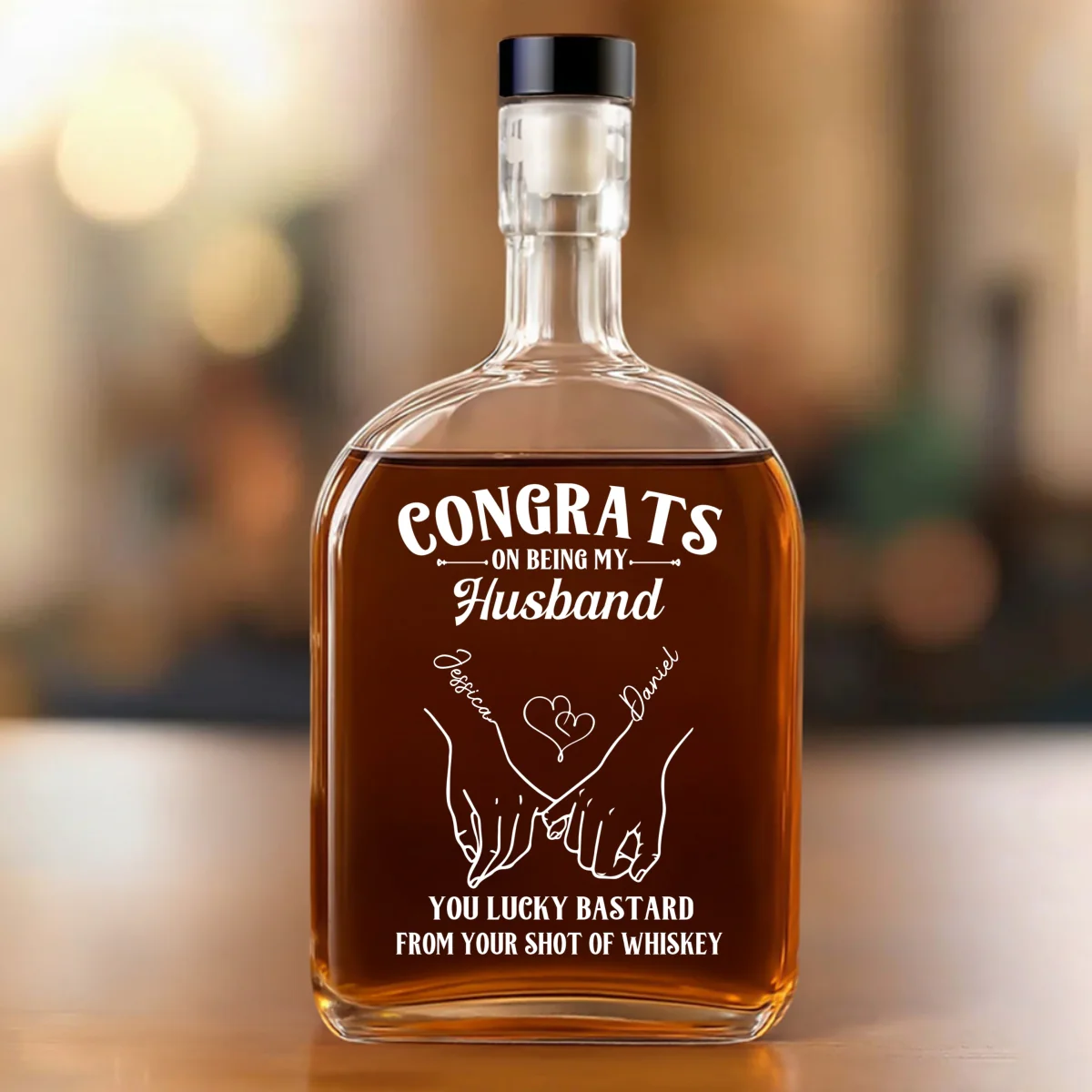 Congrats On Being My Husband - Personalized Custom Spirits Decanter - Image 6