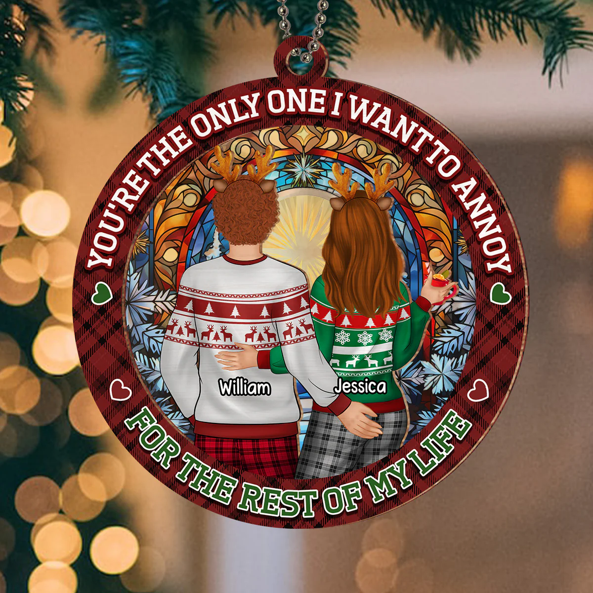 Congrats On Being My Husband - Personalized Custom Suncatcher Ornament - Image 3