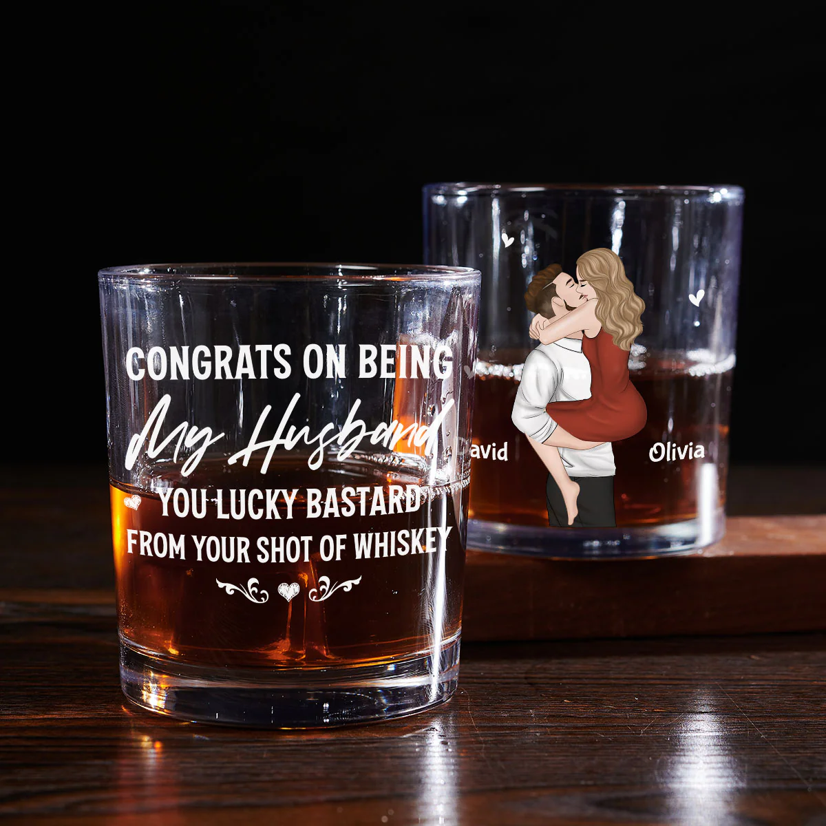 Congrats On Being My Husband - Personalized Custom Whiskey Glass - Image 3