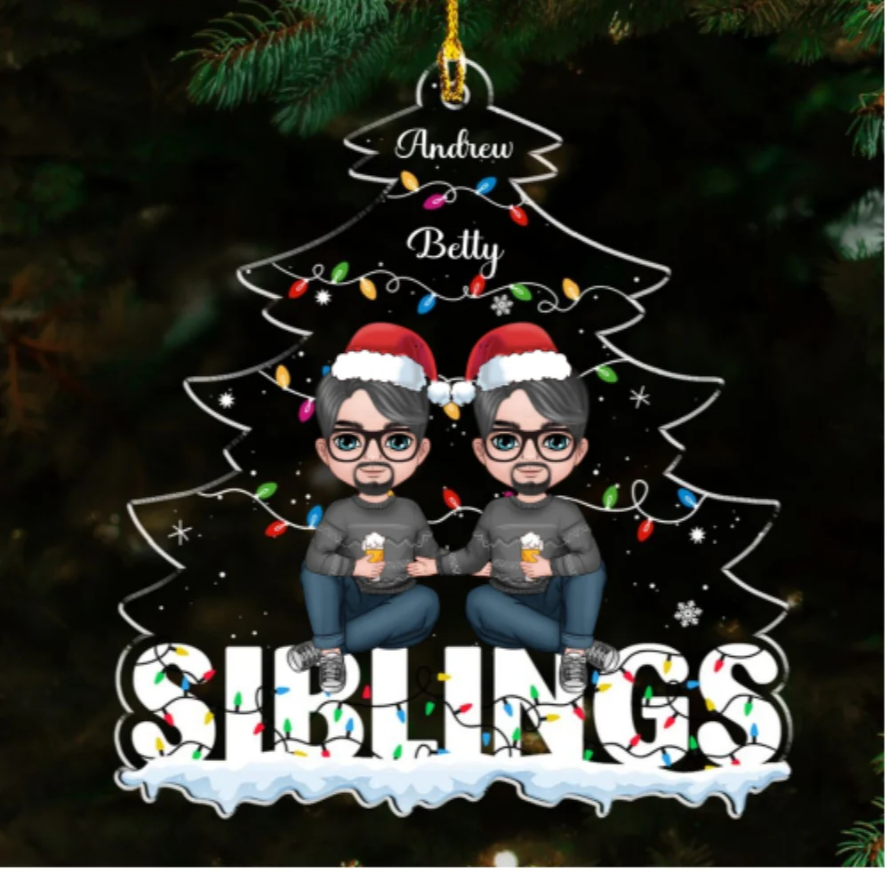 Congrats On Being My Siblings - Personalized Custom Acrylic Ornament - Image 5