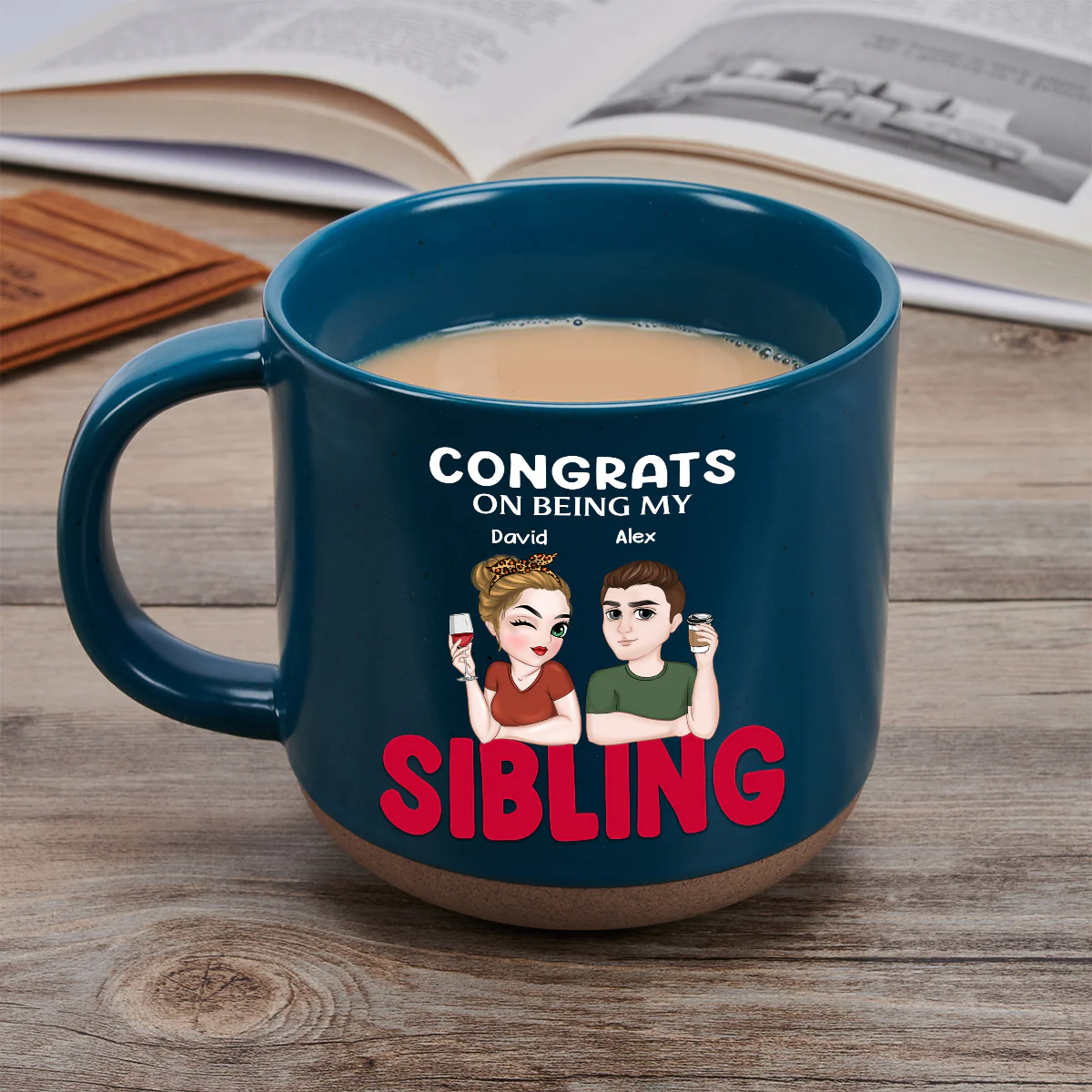 Congrats On Being My Siblings - Personalized Custom Pottery Mug - Image 5