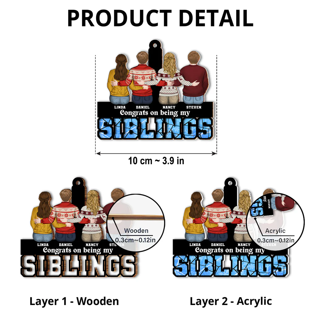 Congrats On Being My Siblings - Personalized Custom Suncatcher Ornament - Image 5