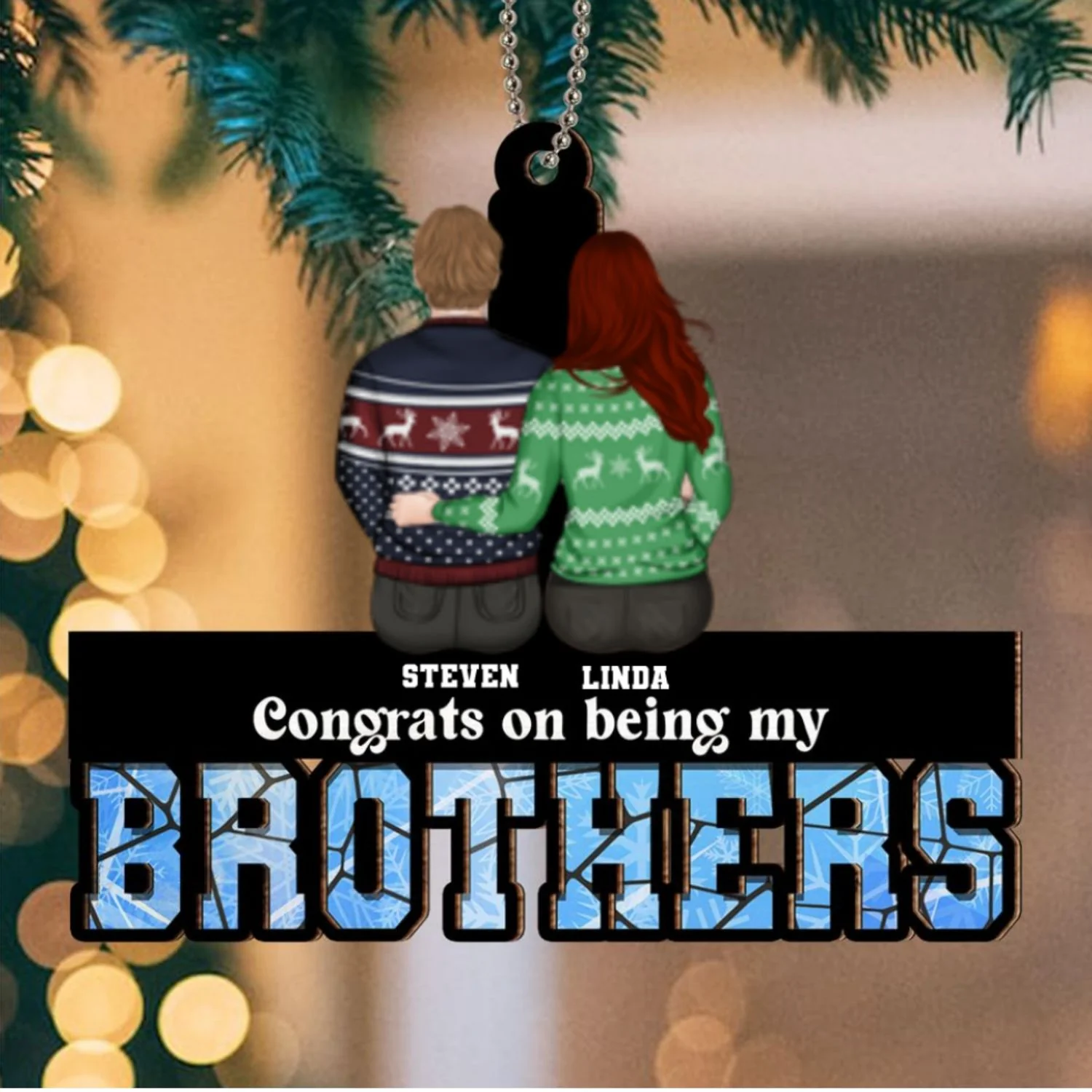 Congrats On Being My Siblings - Personalized Custom Suncatcher Ornament - Image 6