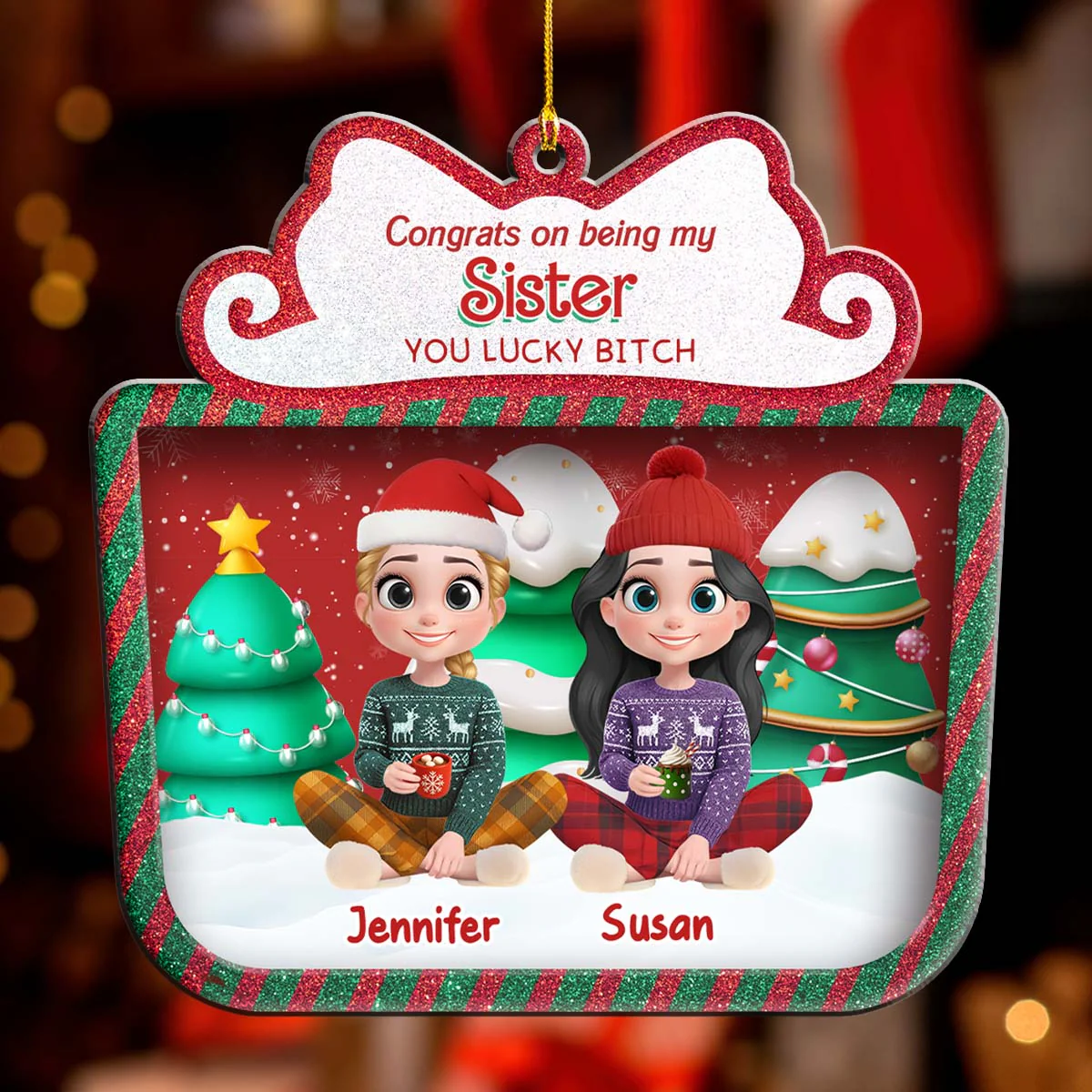 Congrats On Slay Friends - Personalized Custom Acrylic Ornament - Image 2