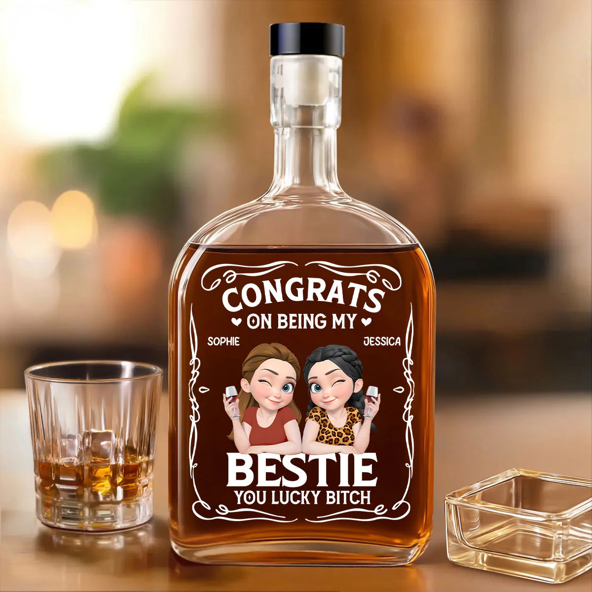 Congratulation Bestie - Personalized Custom Spirits Decanter