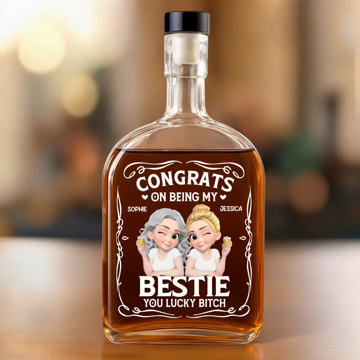 Congratulation Bestie - Personalized Custom Spirits Decanter - Image 6