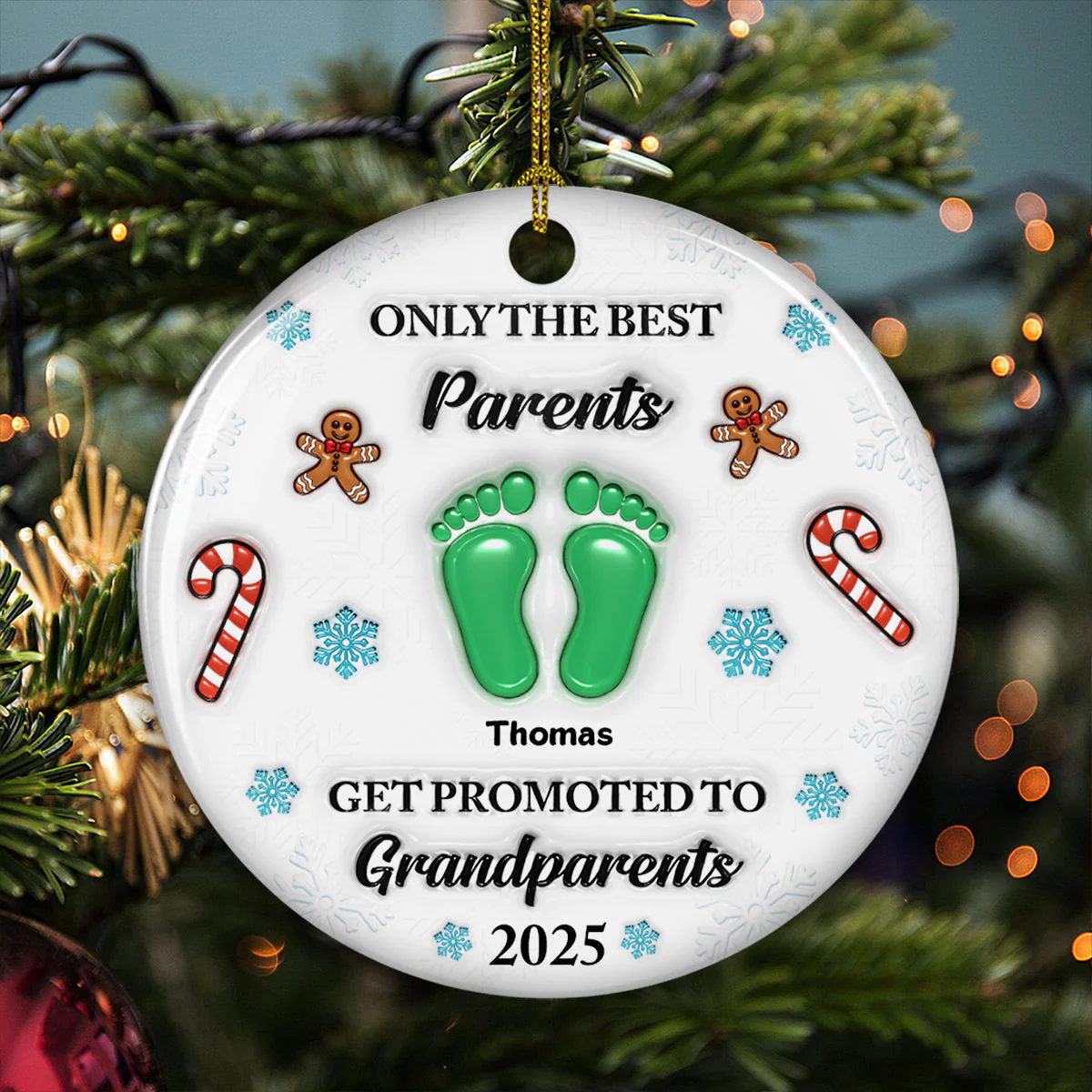 Congratulations On Your New Grandkid - Personalized Custom 3D Inflated Effect Ceramic Ornament - Image 3