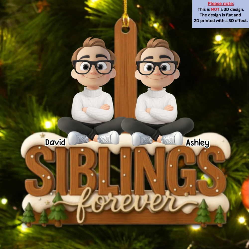 Connected by Heart Always - Personalized Custom 3D Effect Wood Ornament - Image 5