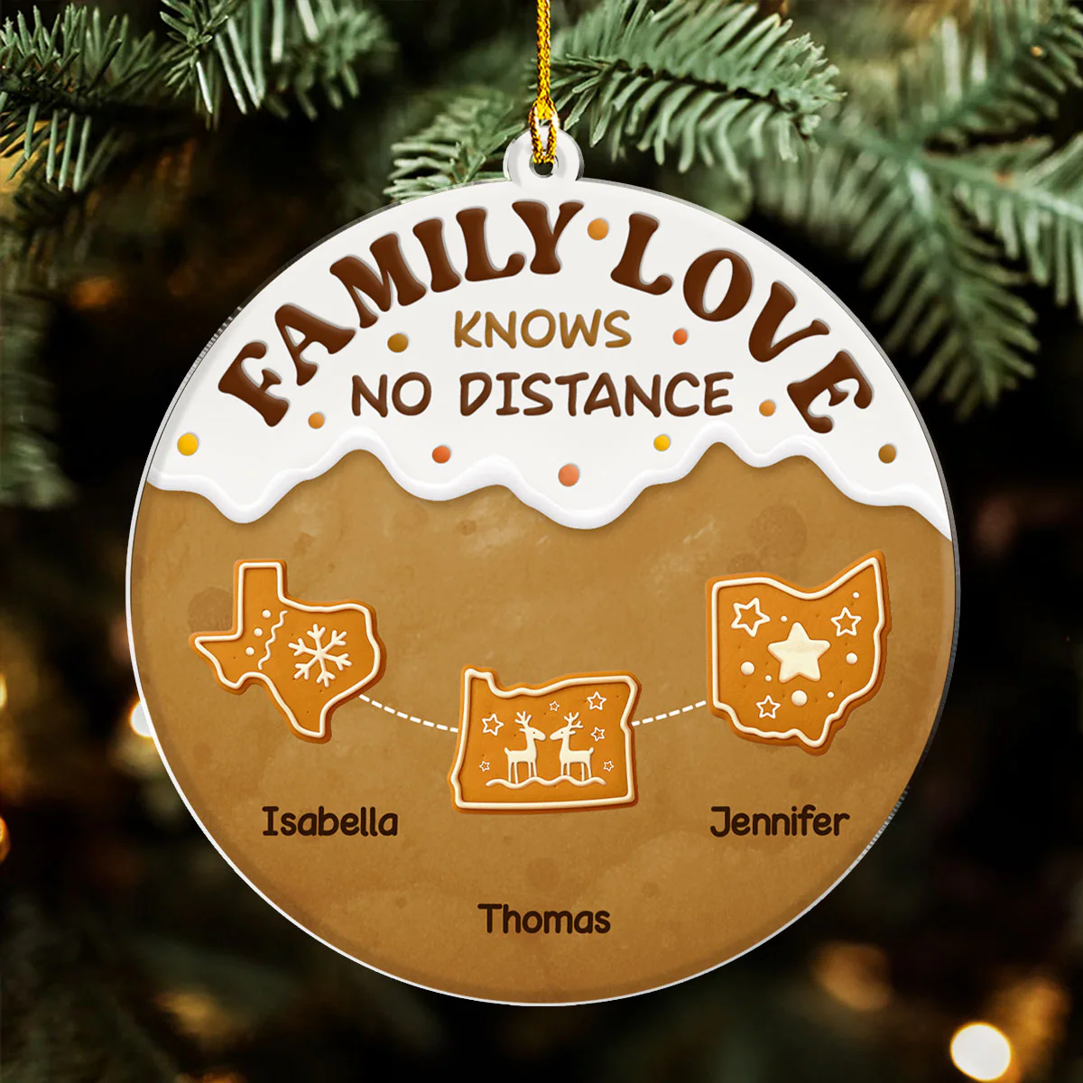 Connected By Hearts - Personalized Custom Acrylic Ornament - Image 2