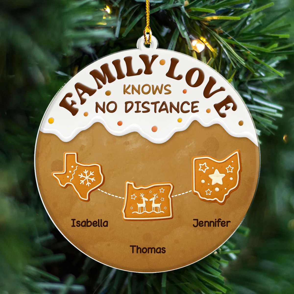 Connected By Hearts - Personalized Custom Acrylic Ornament - Image 3