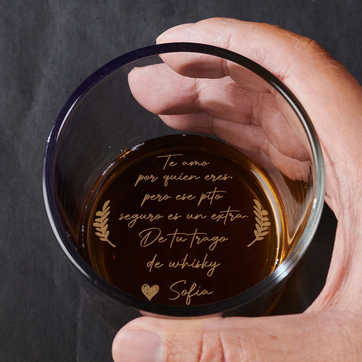 Contigo Placer Garantizado - Vaso de Whisky Grabado Personalizado