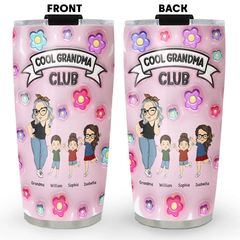 Cool Grandma Club - Personalized Custom 3D Inflated Effect Tumbler
