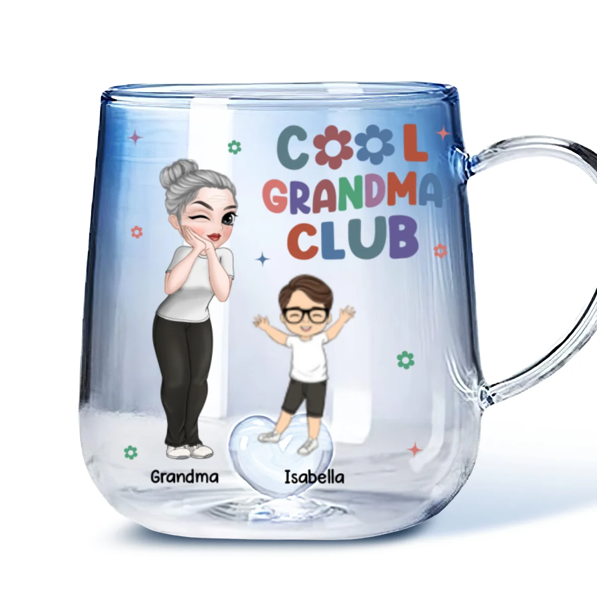 Cool Grandma Club - Personalized Custom Blue Gradient Glass Mug - Image 5