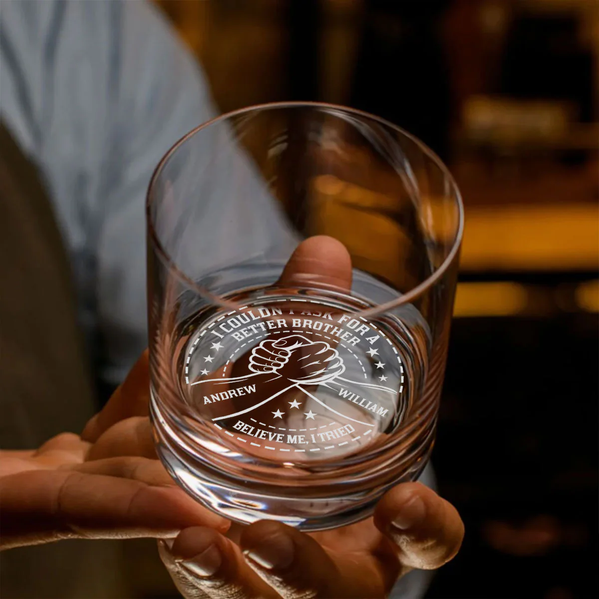 Could Not Ask For A Better Brother - Personalized Custom Engraved Whiskey Glass - Image 3