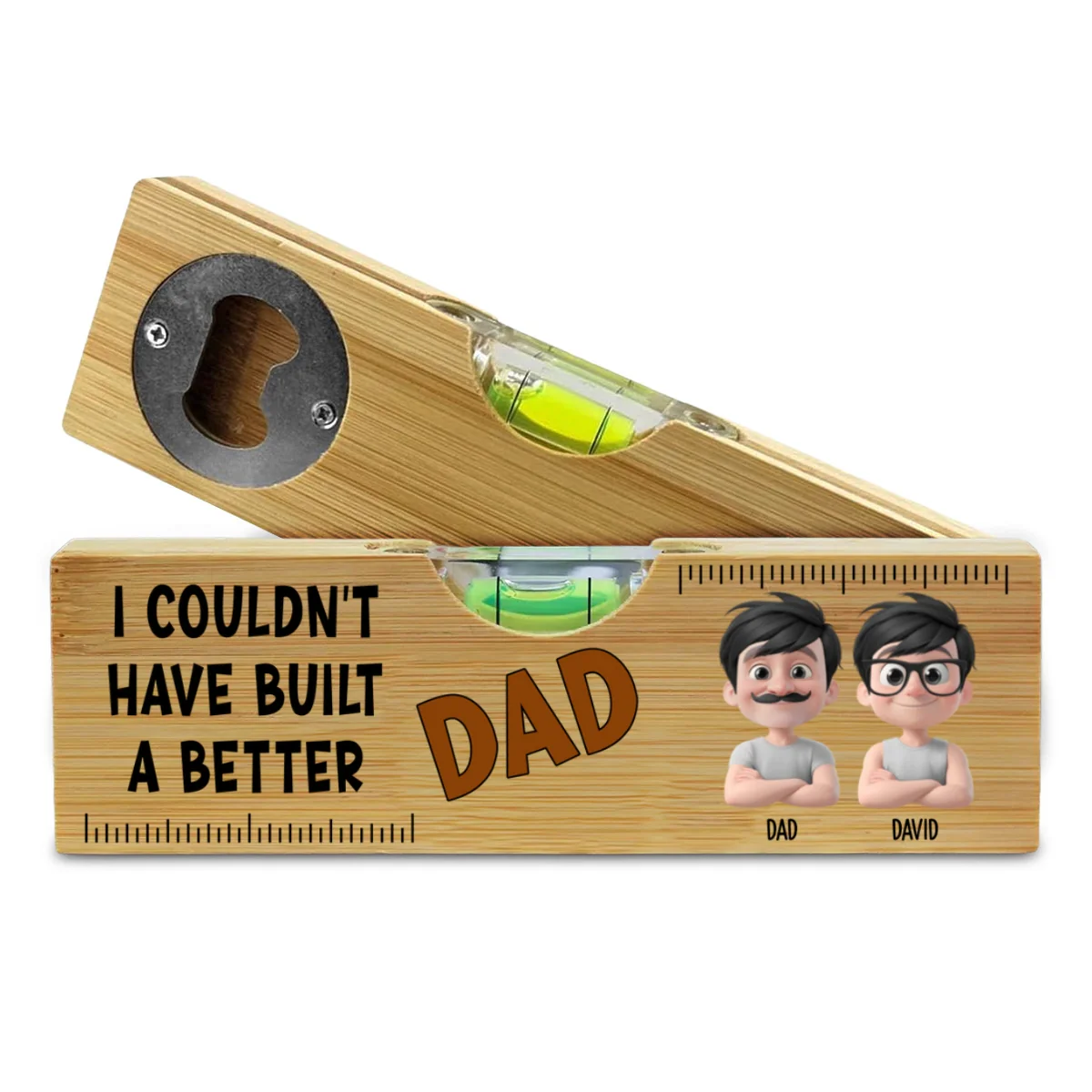 Could Not Have Built A Better Dad - Personalized Custom Wooden Spirit Level Bottle Opener - Image 6
