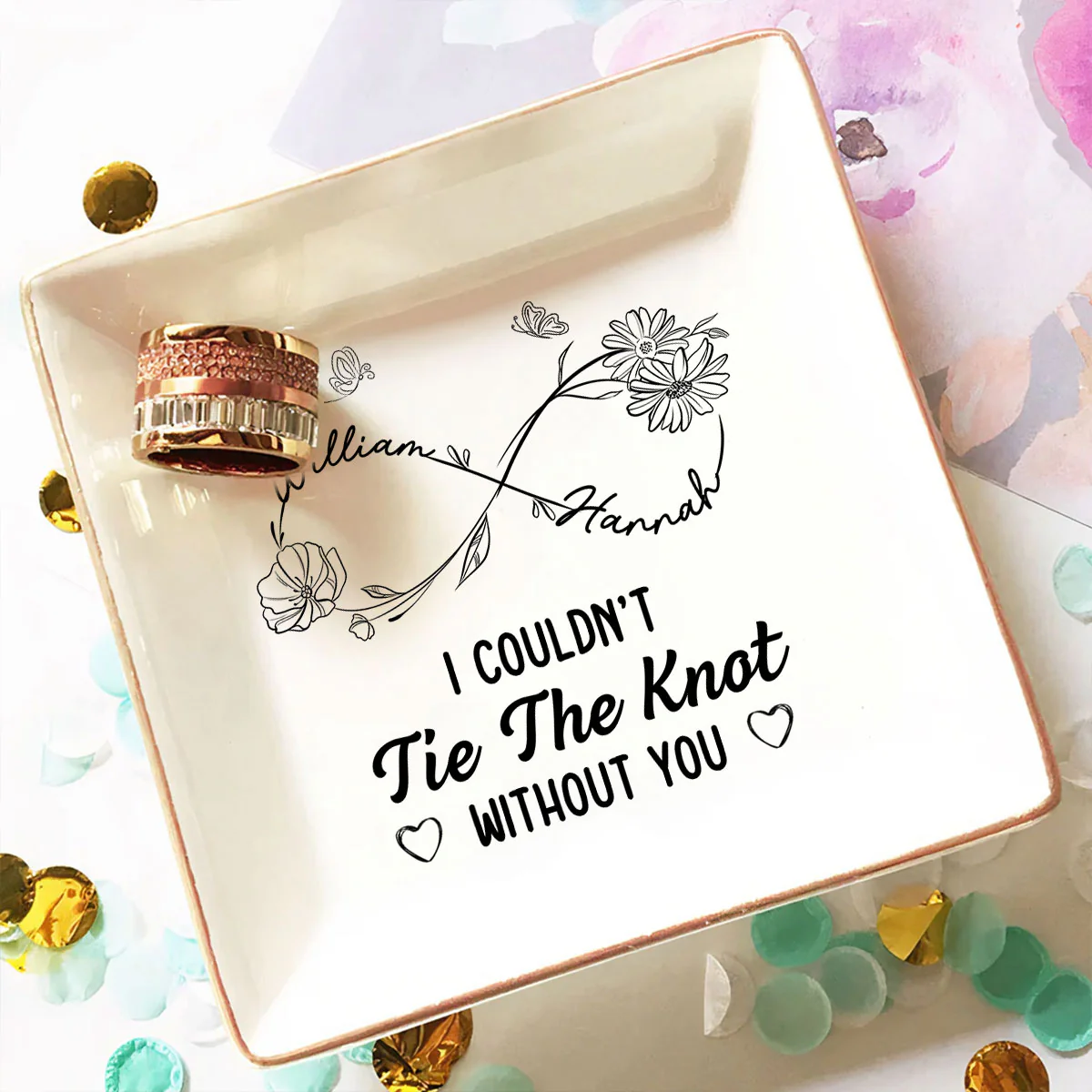 Could Not Tie The Knot Without You - Personalized Custom Jewelry Dish - Image 2