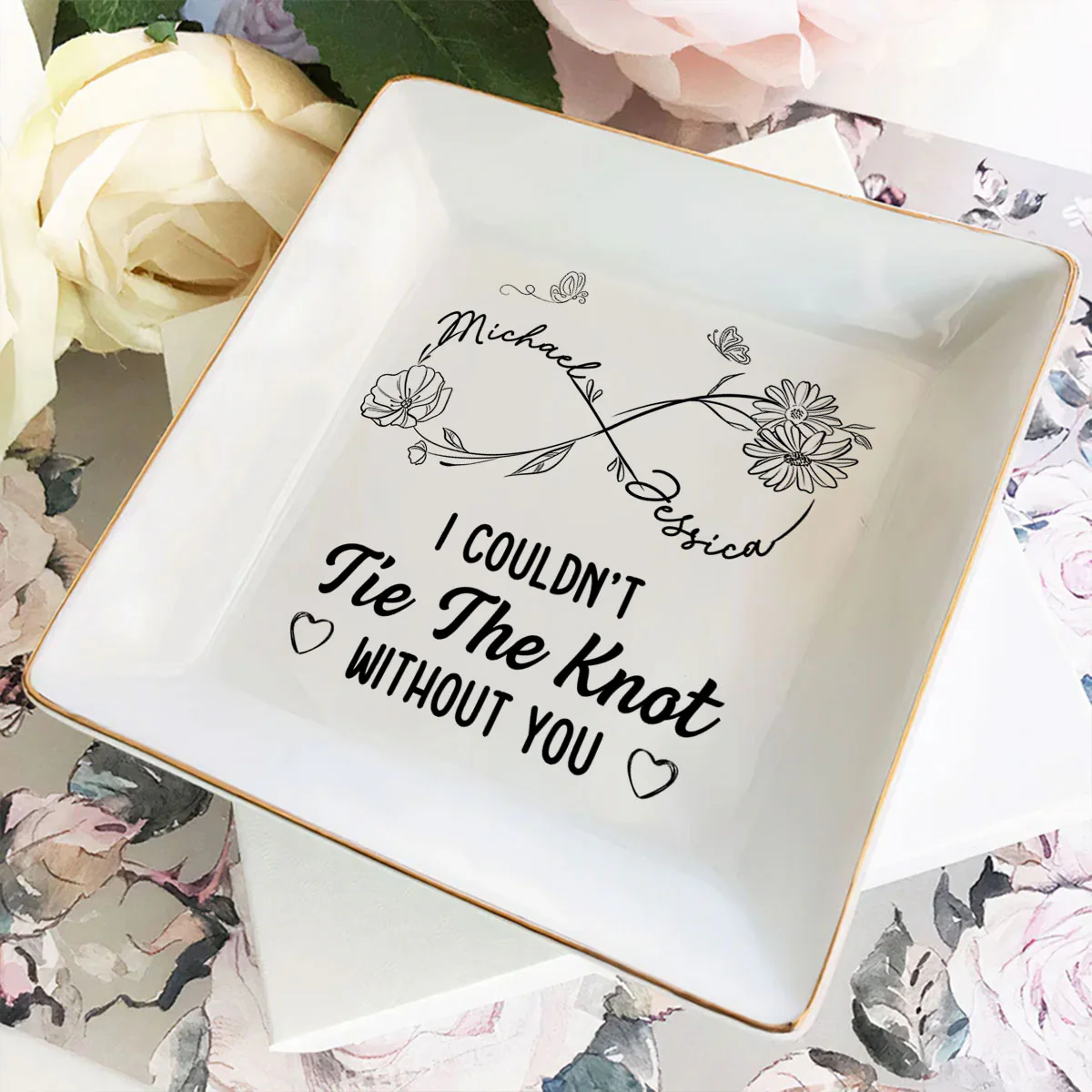 Could Not Tie The Knot Without You - Personalized Custom Jewelry Dish - Image 3
