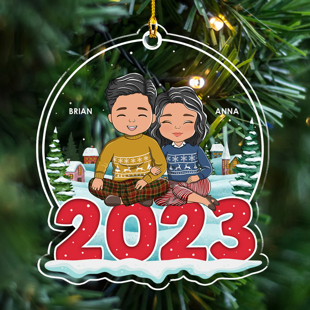 Couple 2023 - Personalized Custom Acrylic Ornament - Image 3