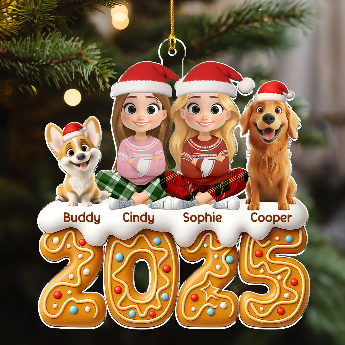 Couple And Dog Of The Year Version 2 - Personalized Custom Acrylic Ornament - Image 4