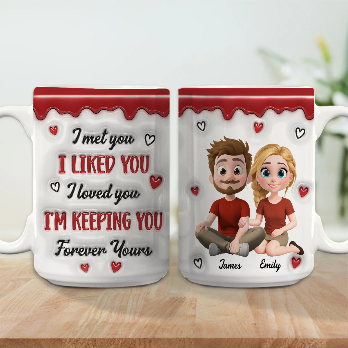 Couple Cartoon Forever Love - Personalized Custom 3D Inflated Effect Mug - Image 5