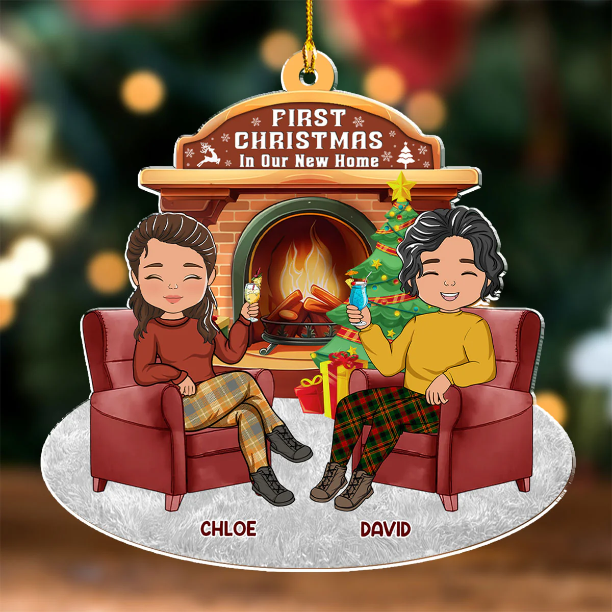 Couple Christmas Together - Personalized Custom Acrylic Ornament - Image 4