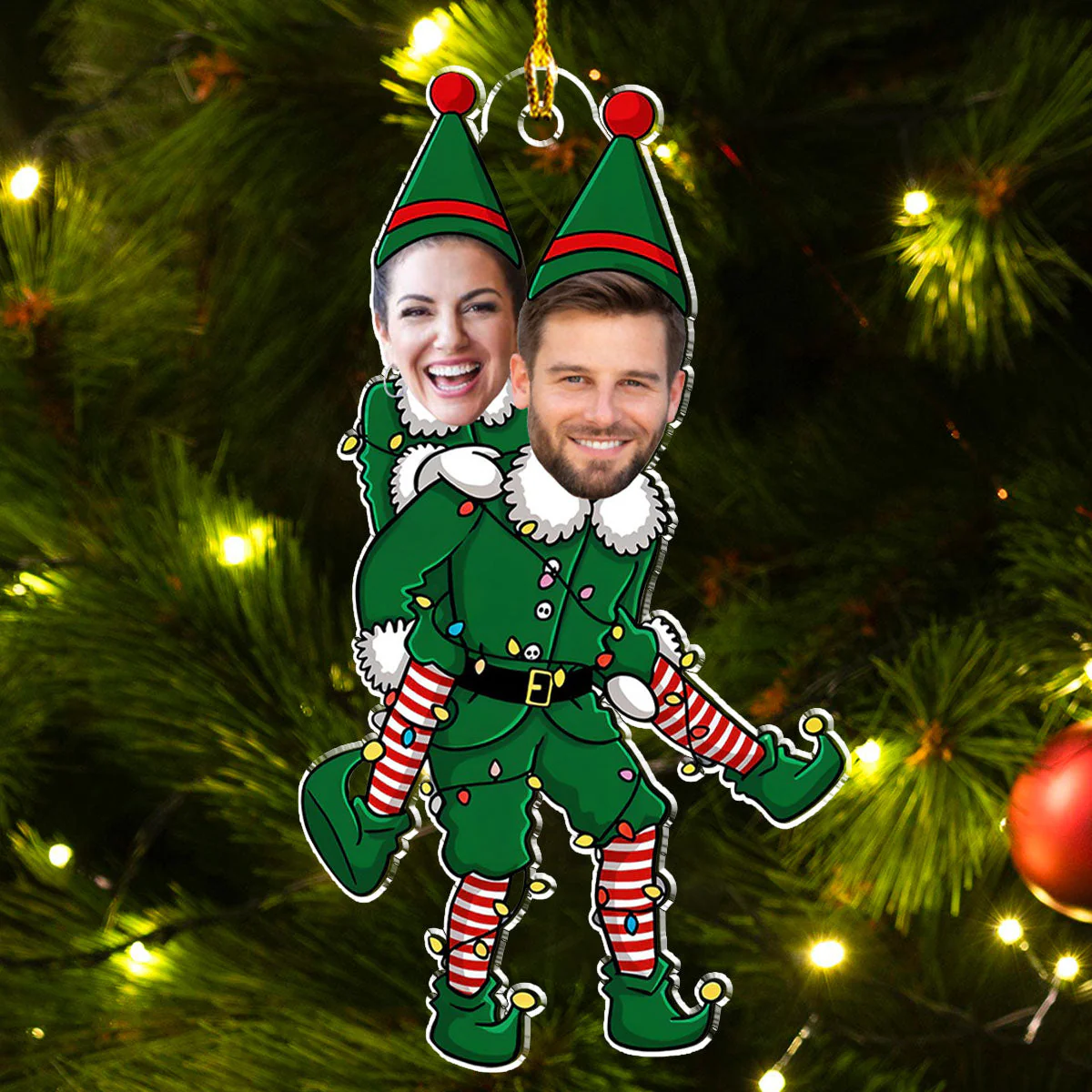 Couple Funny Christmas - Personalized Custom Acrylic Ornament - Image 2