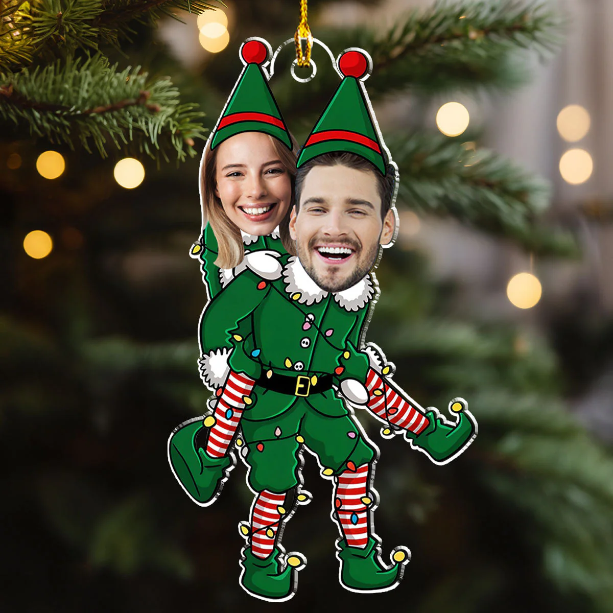Couple Funny Christmas - Personalized Custom Acrylic Ornament - Image 3