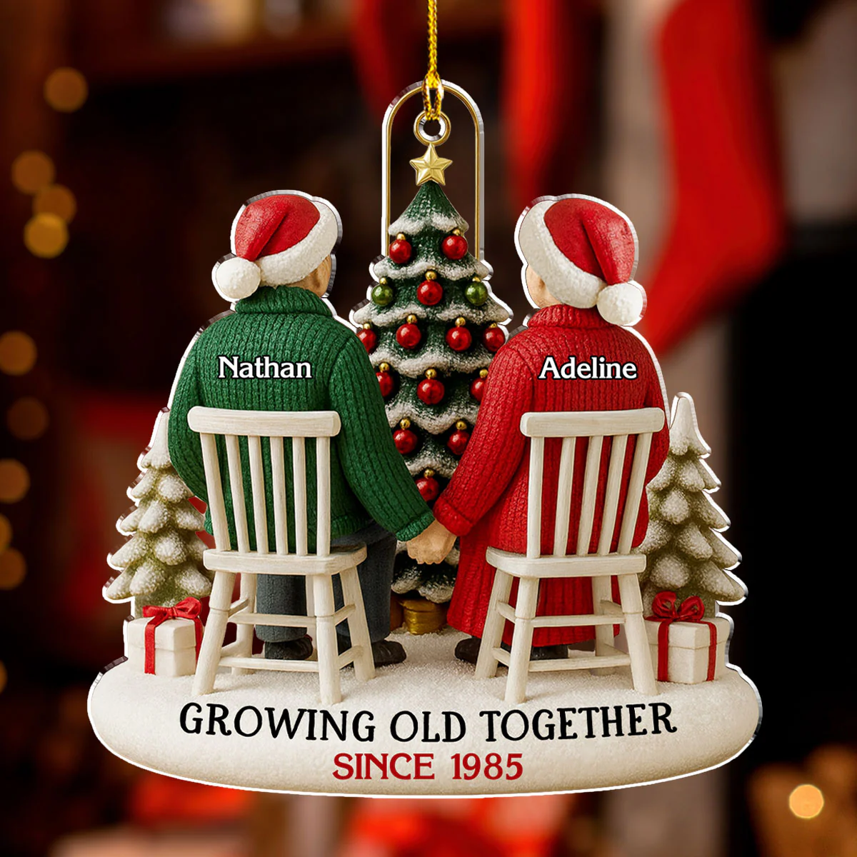 Couple Growing Old Together - Personalized Custom Acrylic Ornament - Image 2