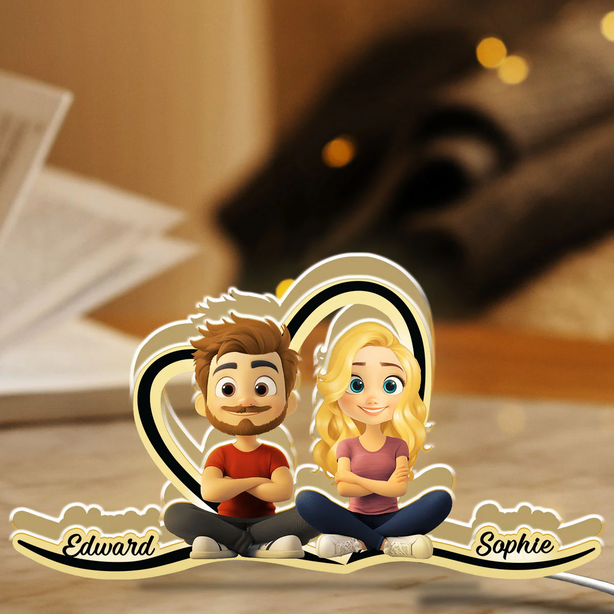 Couple Heart Shape - Personalized Custom Light Box - Image 2