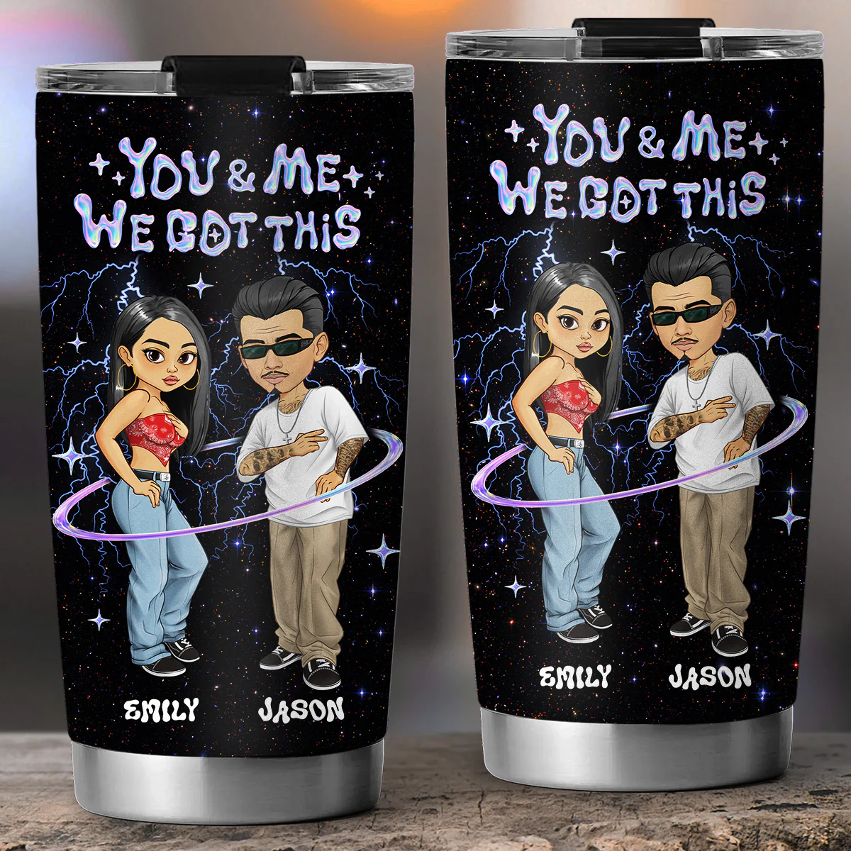 Couple Hologram - Personalized Custom Tumbler - Image 3