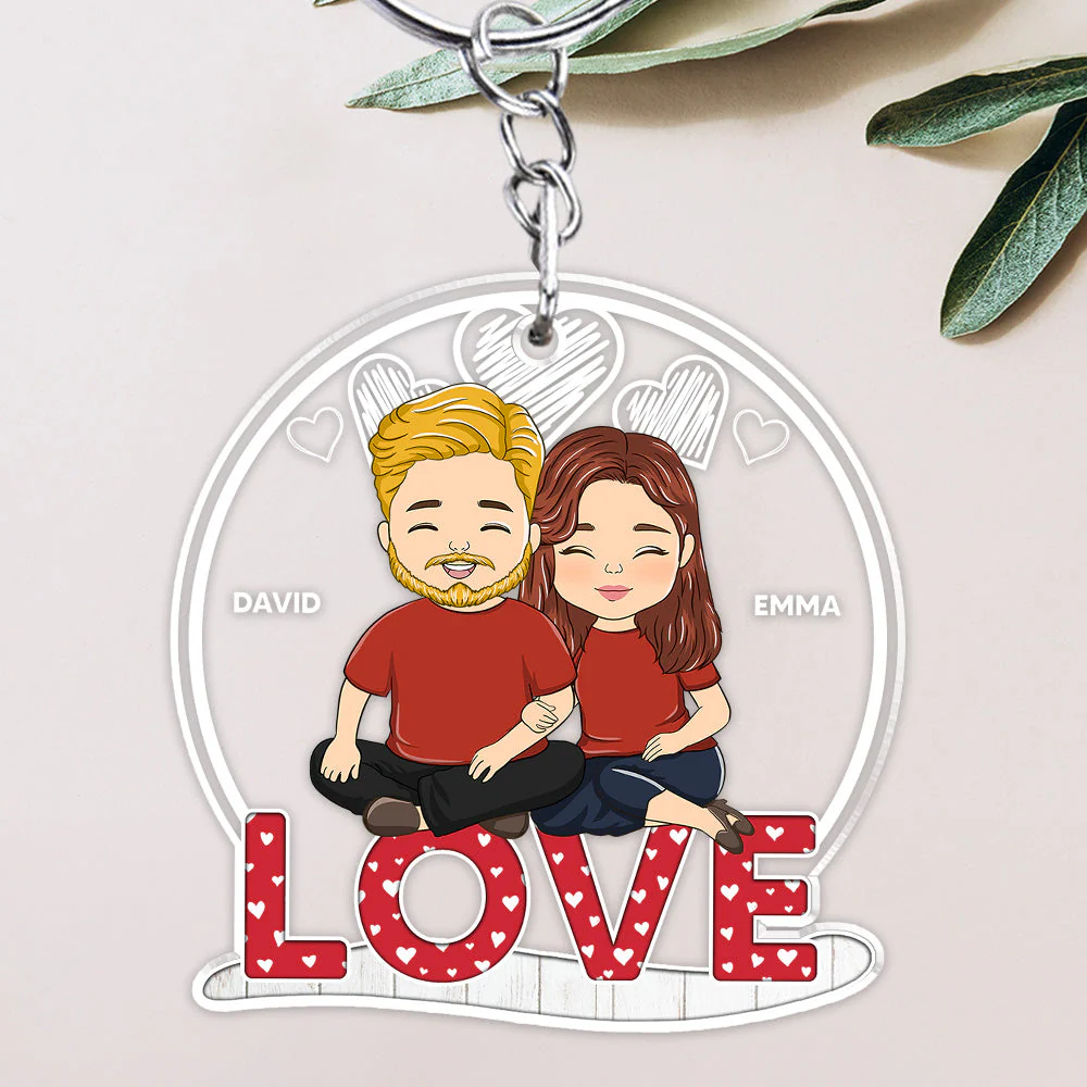 Couple Love - Personalized Custom Acrylic Keychain - Image 3