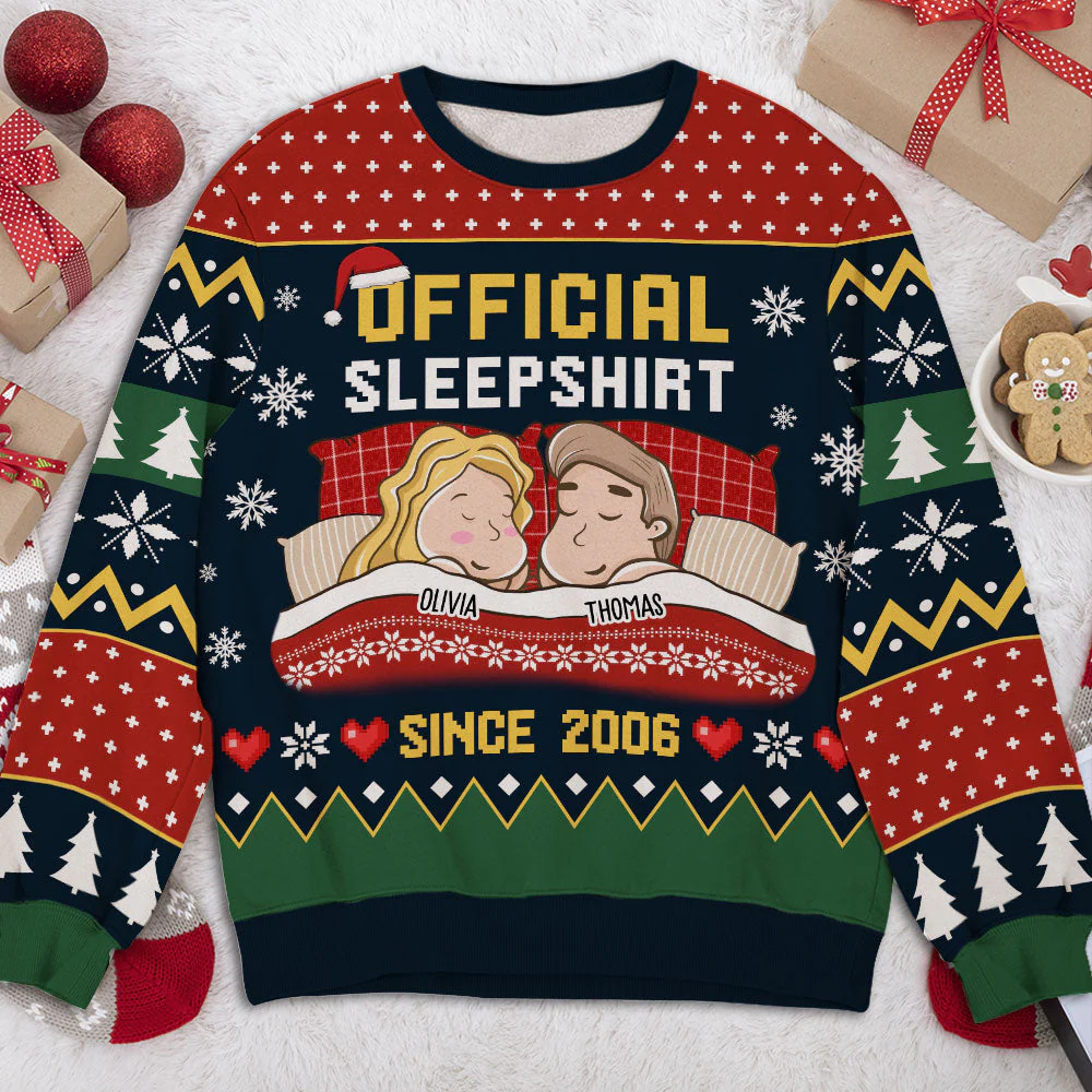 Couple Official Sleepshirt - Personalized Custom All-Over-Print Sweatshirt - Image 2