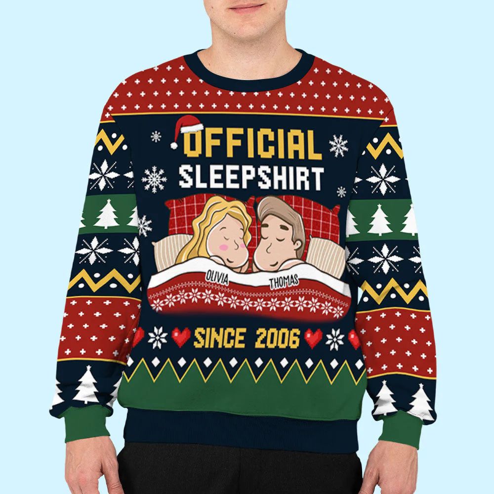 Couple Official Sleepshirt - Personalized Custom All-Over-Print Sweatshirt - Image 3
